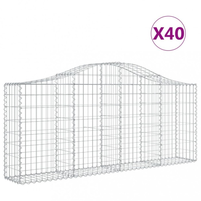 Cosuri gabion arcuite 40 buc, 200x30x80/100 cm, fier galvanizat