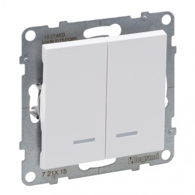 Intrerupator dublu cu led Legrand Suno alb 721115 foto