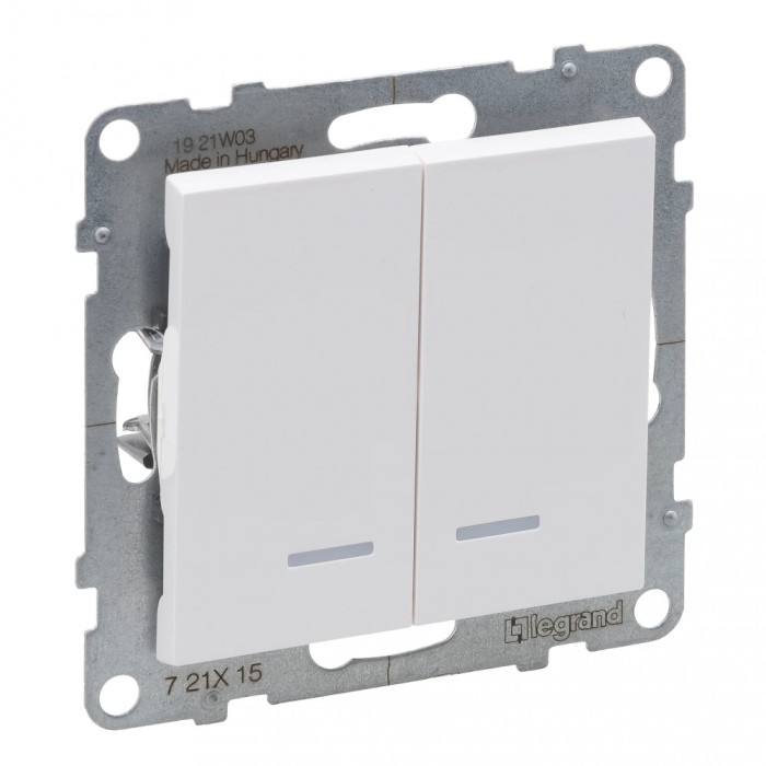 Intrerupator dublu cu led Legrand Suno alb 721115