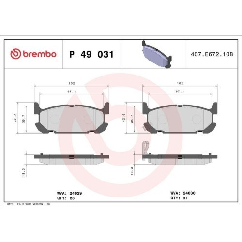 Placute frana Mazda Mx-5 2 (Nb) 01.98-10.05, Spate, BREMBO