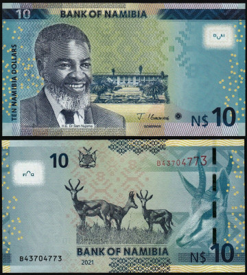 NAMIBIA █ bancnota █ 10 Dollars █ 2021 █ P-16 █ UNC █ necirculata foto