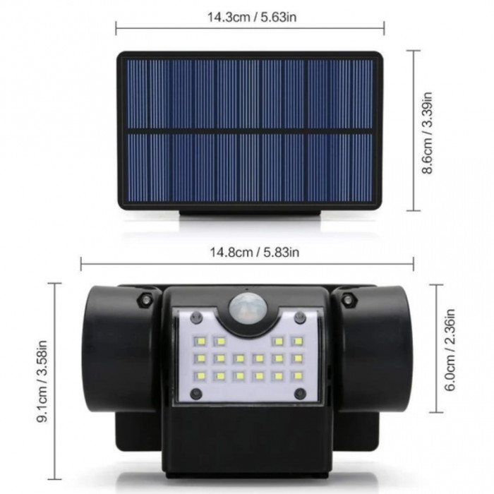 Lampi de perete, solare, detector senzor de miscare, nu necesita baterie