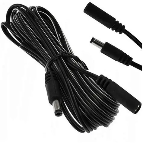 Cablu prelungitor 2x0.5mm2 DC 5.5/2.1 mufa - DC 5.5/2.1 mama 2m 5A drept negru ESPE KAB-2MWT/GN2.1