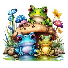 Sticker decorativ cu Broscute, Multicolor, 60 cm, 1200STK