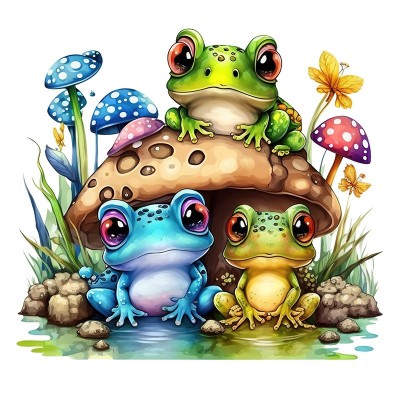 Sticker decorativ cu Broscute, Multicolor, 60 cm, 1200STK foto