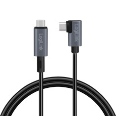 CABLU alimentare si date LOGILINK, pt. smartphone, USB 2.0, USB Type-C (T) la USB Type-C (T) la 90 grade, 1m, PD 100W, 2 x ecranat, plastic, negru, &quot;C