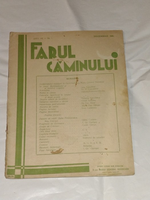 REVISTA FARUL CAMINULUI Anul III - Nr.5, DECEMBRIE 1935