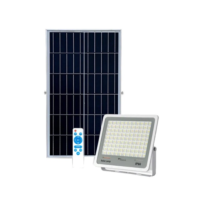 Proiector LED cu panou solar, 99 LED, telecomanda, 300W