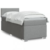 Cumpara ieftin Pat box spring cu saltea, gri deschis, 90x190 cm, textil