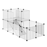 PawHut Țarc Modular pentru Animale de Talie Mică cu Panouri și Accesorii, 140x70x70 cm, Negru | Aosom Romania