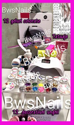 Kit DOMENICO2 unghii false-set manichiura gel uv, Lampa LED,GELURI COLORATE foto