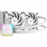 Cooler CPU Corsair iCUE H100i Elite RGB, 2x 120mm, 1850 rpm, iluminare RGB (Alb)