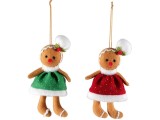Cumpara ieftin Set 2 ornamente brad Turta Dulce textil multicolor 7x15 cm