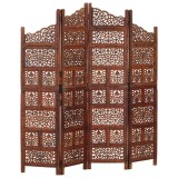 Cumpara ieftin Paravan camera sculptat manual 4 panouri maro 160x165 cm mango