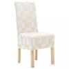 Set 6 Huse Scaun Elastice Albe cu Imprimeu Auriu vidaXL, Spandex, Lavabile, 46-55 cm Inaltime Spatar