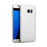 Husa Samsung Galaxy S7 Edge, FullBody Elegance Luxury Silver, acoperire completa 360 grade cu folie de