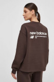 New Balance bluza femei, culoarea maro, cu imprimeu