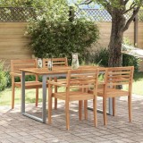 VidaXL Masă de exterior , gri, 140 x 80 x 75 cm, din lemn solid de acacia și oțel.