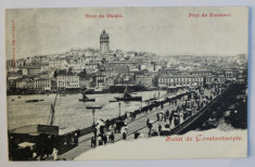 SALUT DE CONSTANTINOPOLE - TOUR DE GALATA , PONT DE KARAKEUI , CARTE POSTALA ILUSTRATA , MONOCROMA , NECIRCULATA , CLASICA foto