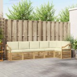 vidaXL Set canapea sectională 6 pcs Alb și crem Lemn Solid de Acacia 3391930