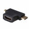 Adaptor dual AKYGA AK-AD-23 HDMI Female - miniHDMI Male - microHDMI Male Negru