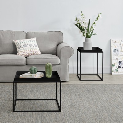 Masuta cafea Olivia set 2 buc masuri diferite cu tava detasabila negru mat [en.casa] HausGarden Leisure foto