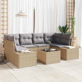VidaXL Set de canapele pentru grădină 7 pcs Bej, Gri 55 x 55 x 37 cm