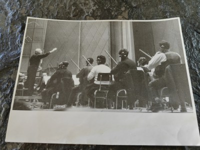 Fotografie autograf dirijorul american Leopold Stokowski,1967,in Romania, Enescu foto