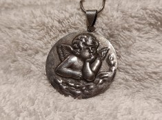 argint MEDALION 1900 MASIV OPULENT HERUVIM manopera EXCEPTIONALA splendid VECHI de efect UNIC