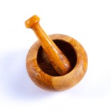 Mojar cu Pistil Rotund Tradizan, Lemn de Măslin, Ustensile Bucătărie, Artizanal, Condimente, Antibacterian, Ulei Măsline