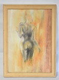 Nud feminin cu spatele - creioane colorate - datat 2018, Pastel, Altul