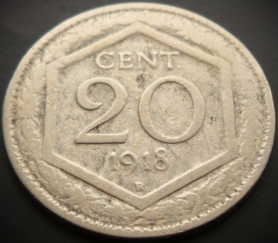 Moneda istorica 20 CENT / CENTI - ITALIA, anul 1918 * cod 4357 foto