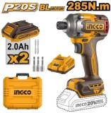 Cumpara ieftin Masina de insurubat cheie cu impact 285nM, 1/4, 20v cu 2 acumulator 2900bpm, brushless Ingco CIRLI2028E