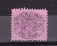 TSV @ - 1868 MICHEL 25, STATUL PAPAL, 80 cent, fara guma, MH/*