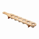 Set 6 pahare shot din sticla flippy, cu suport din lemn, design rustic, 49.5 x 7 x 6.5 cm, maro