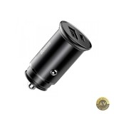 Incarcator Auto Baseus Circular Metal 30W 5A 1 x USB-A - 1 x USB-C Negru