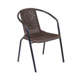 Scaun gradina Napoli maro, otel/plastic, stivuibil, cu brate, exterior, rezistent UV, 72x53x48cm, max 150kg