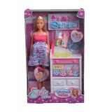 Papusa Steffi insarcinata cu gemeni, accesorii incluse, 29 cm, 3 ani+