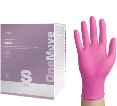 Manusi nitril ONE MOVE S (6-7), roz, nepudrate, 250 buc set , extractie igienica
