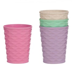 Set Pahare Plastic Ondulat, Multicolor, Capacitate 475ml, 4 Bucăți