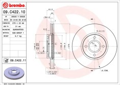 BREMBO 09.C422.11 PRIME LINE - UV Coated Disc frana