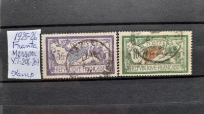 1925 Franta-Merson-YT=206-207-stamp.-YT=+25 E foto