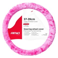 Husa volan din blana sintetica Amio SWC-54-M - ? 37-39 cm - Roz Garage AutoRide foto