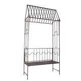 Arcada metalica, pergola, pentru gradina, cu banca, bronz antic, 123x63x252 cm