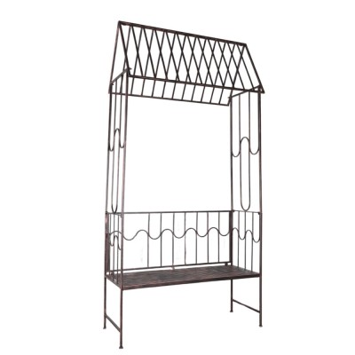 Arcada metalica, pergola, pentru gradina, cu banca, bronz antic, 123x63x252 cm foto