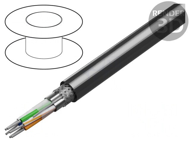 Cablu RS232/RS422 3x2x24AWG 305m PVC Crom