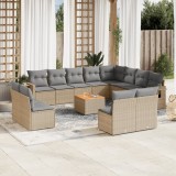 Gossi set canapele de gradina, 13 piese, cu perne, bej, poliratan