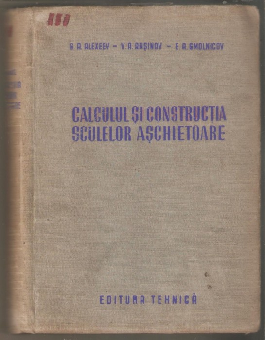 Calculul si constructia sculelor aschietoare