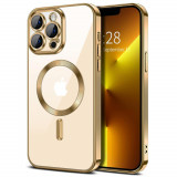 Cumpara ieftin Husa pentru iPhone 13 Pro, Techsuit Luxury Crystal MagSafe, Gold