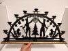 Suport Lumanari Craciun Lemn Traforat Negru Auriu Vintage 9 Lumanari 45cm Decoratiune Veche Germania